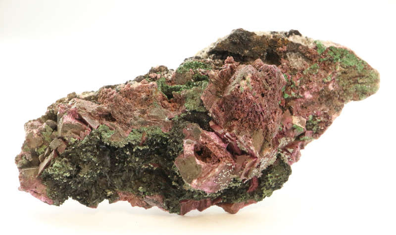 Malachite on Cobaltoan Calcite on Matrix, Mashamba West Mine, DRC