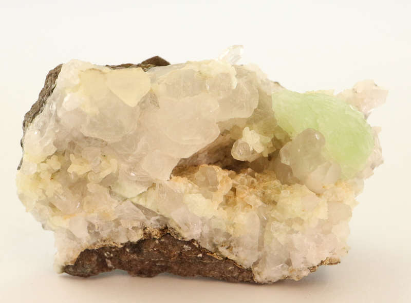 Calcite, Prehnite on Quartz, Gobobosebberge Mnt, Namibia
