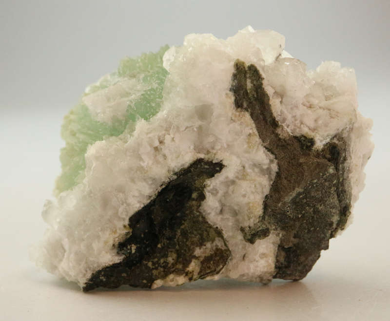 Calcite on Prehnite on Matrix, Gobobosebberge Mnt, Namibia