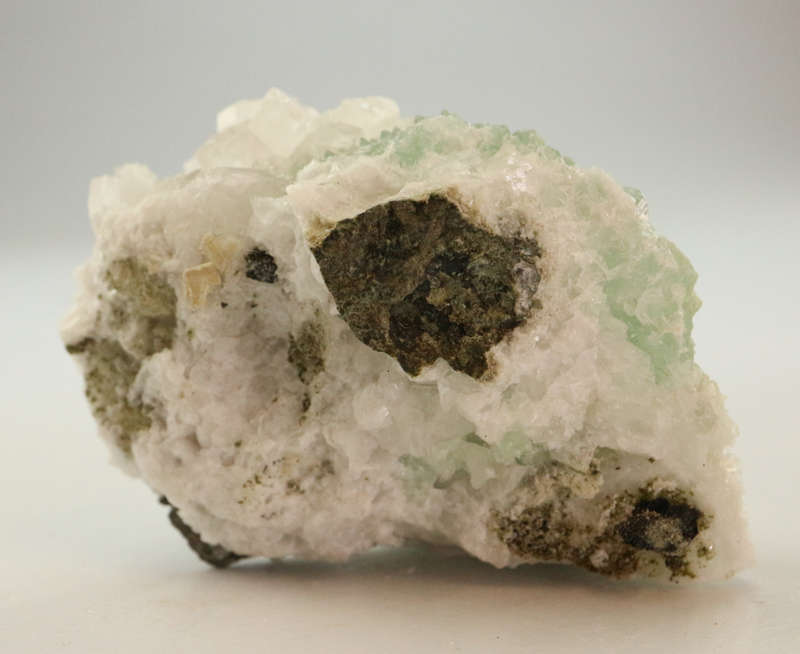 Calcite on Prehnite on Matrix, Gobobosebberge Mnt, Namibia
