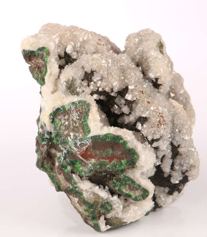 Dolomite on Duftite, Tsumeb Mine, Namibia