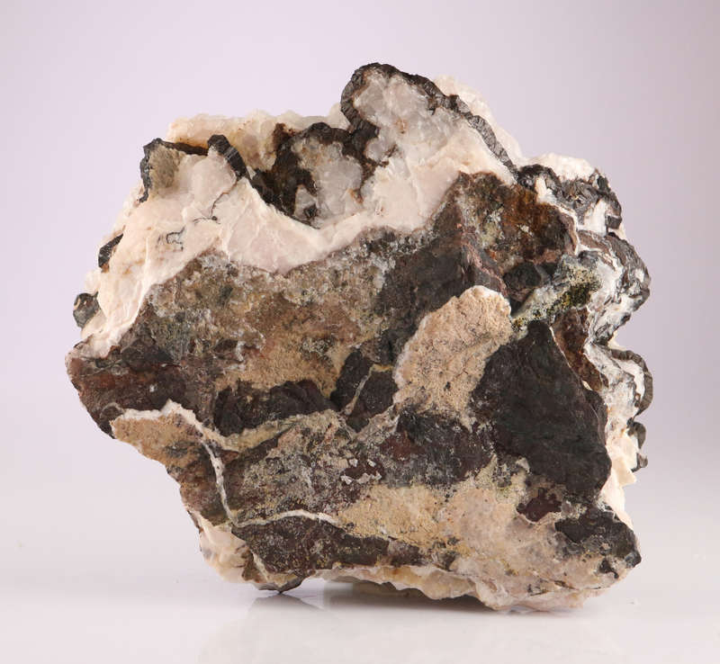 Calcite on Goethite , N`Chwaning II, Northern Cape, South Africa