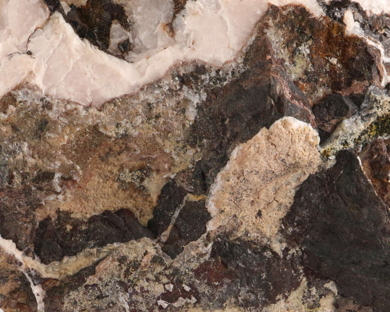 Calcite on Goethite , N`Chwaning II, Northern Cape, South Africa