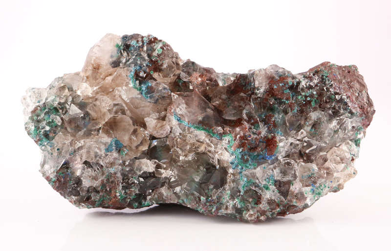 Dioptase and Shattuckite in Quartz, Tantara Mine, DRC