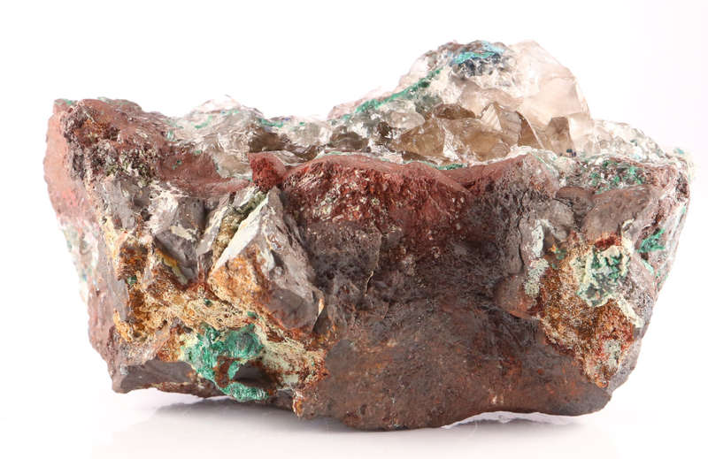 Dioptase and Shattuckite in Quartz, Tantara Mine, DRC