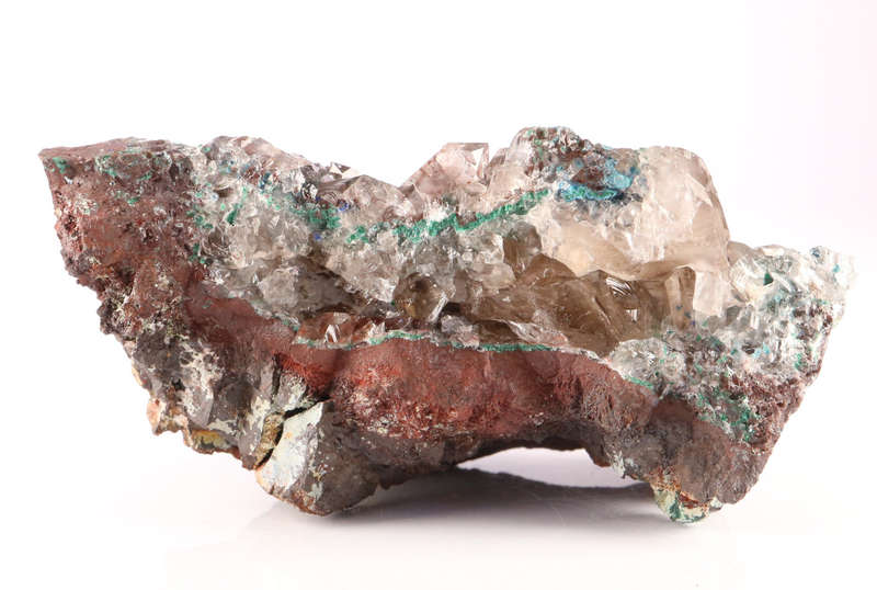 Dioptase and Shattuckite in Quartz, Tantara Mine, DRC