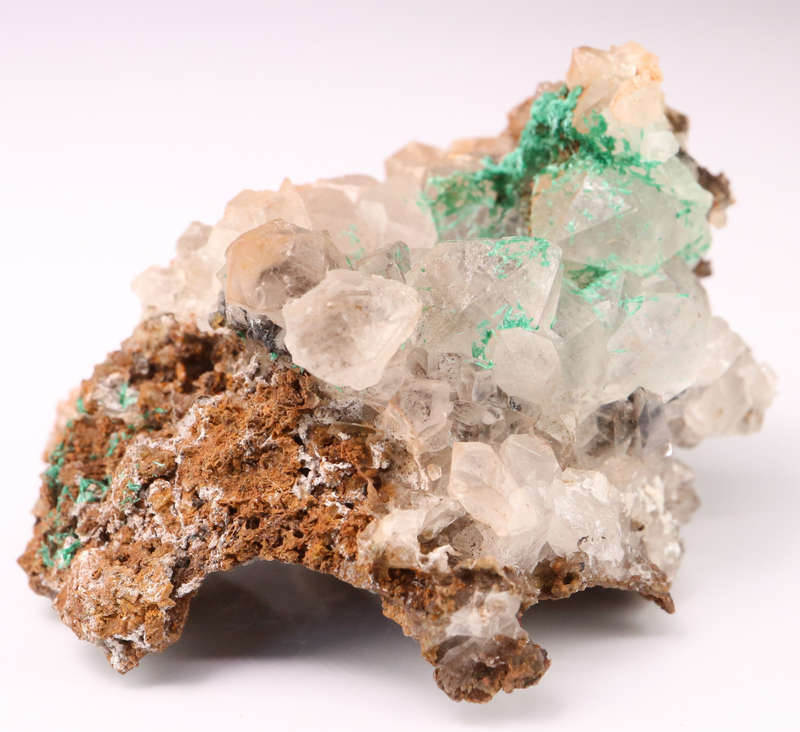Malachite on Quartz, Mashamba West Mine, DRC