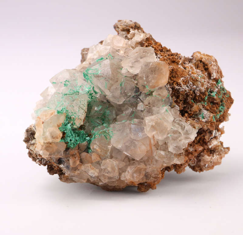 Malachite on Quartz, Mashamba West Mine, DRC