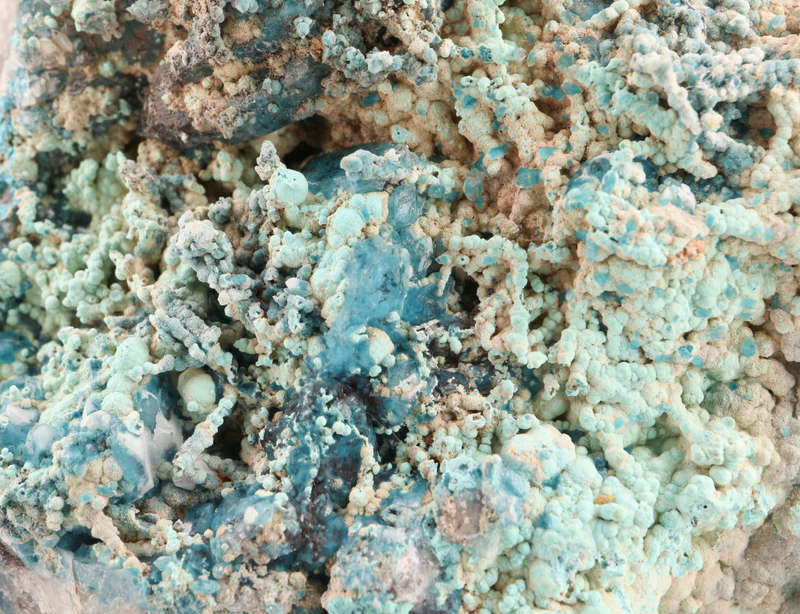 Shattuckite included and on Quartz, Kaokoveld Region, Namibia