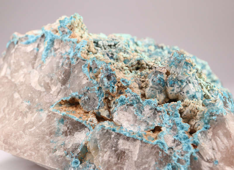 Shattuckite included and on Quartz, Kaokoveld Region, Namibia