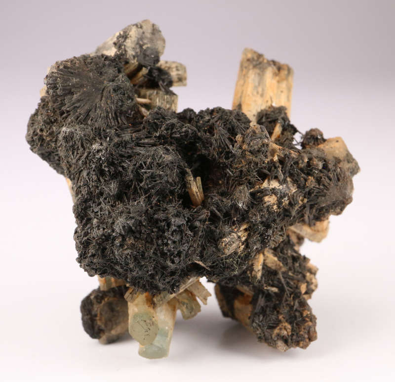Acicular Schorl on Aquamarine Cluster, Erongo Mnt, Namibia