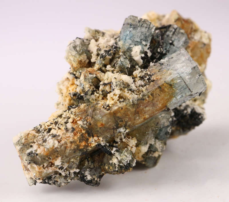 Black Tourmaline on Aquamarine Cluster, Erongo Mnt, Namibia