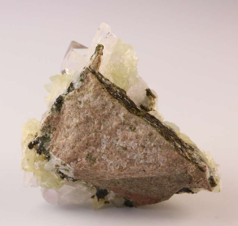 Prehnite on Quartz Cluster, Gobobosebberge Mnt, Namibia