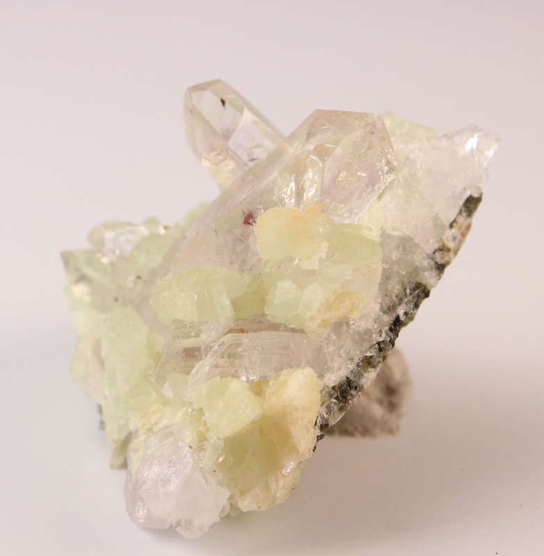 Prehnite on Quartz Cluster, Gobobosebberge Mnt, Namibia