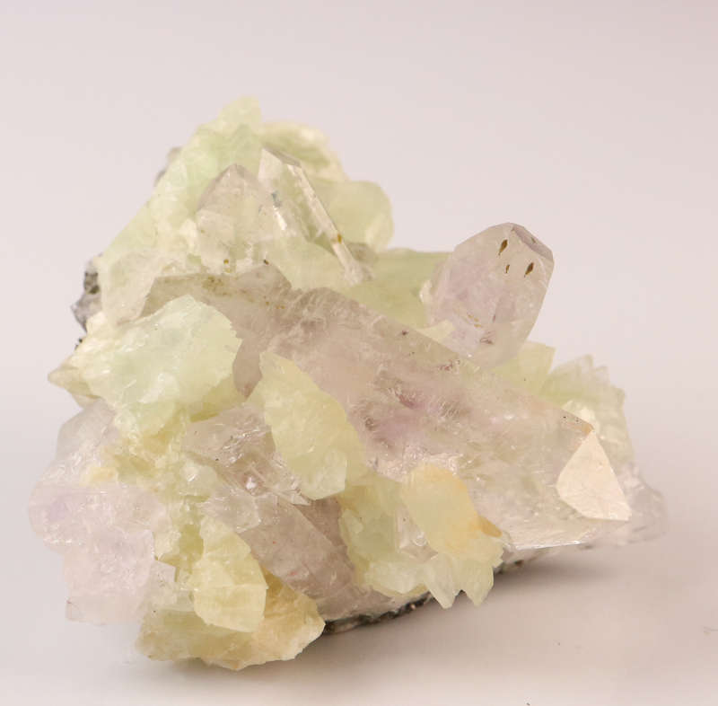 Prehnite on Quartz Cluster, Gobobosebberge Mnt, Namibia