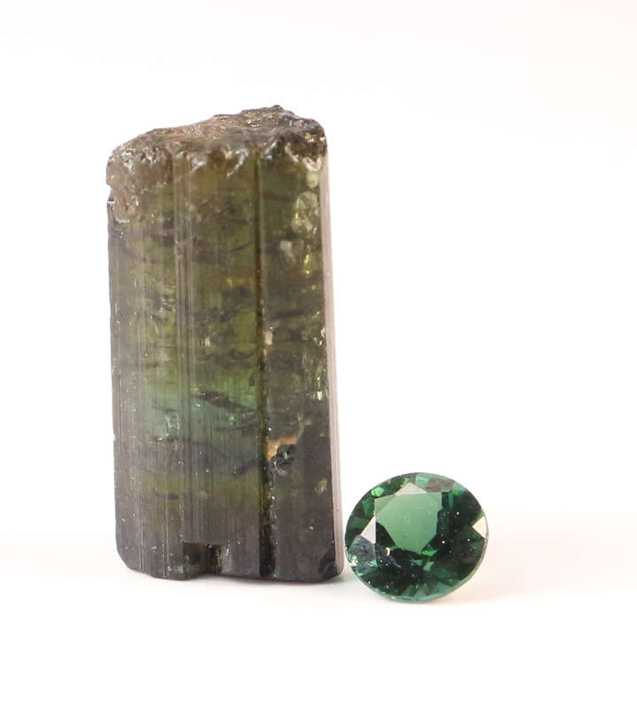 Cut & Rough Green Tourmaline Set, Karibib, Namibia