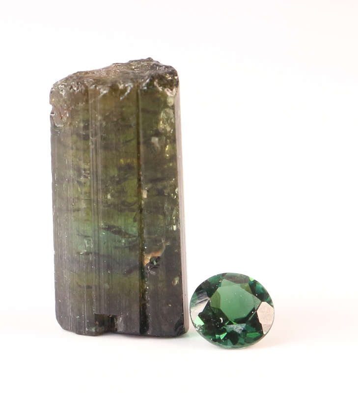 Cut & Rough Green Tourmaline Set, Karibib, Namibia