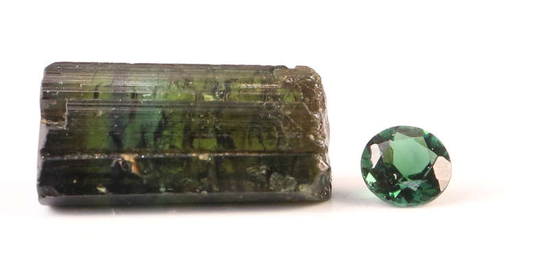 Cut & Rough Green Tourmaline Set, Karibib, Namibia