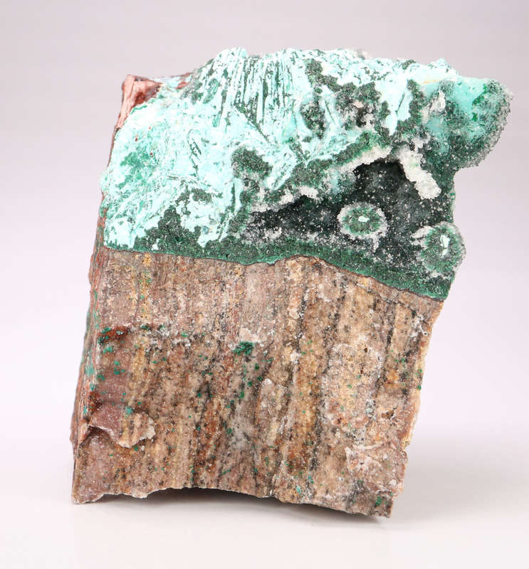 Malachite psm After Azurite on Matrix, Tenke Fungurume, DR Congo