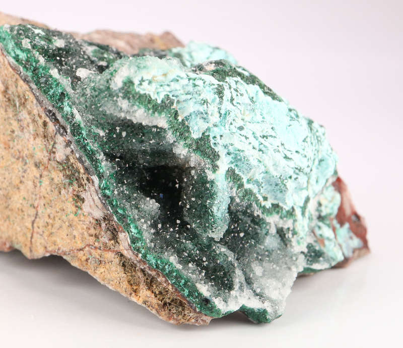 Malachite psm After Azurite on Matrix, Tenke Fungurume, DR Congo