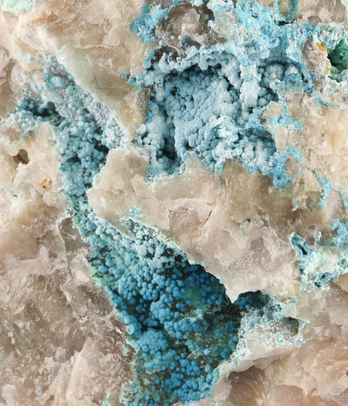 Shattuckite on Quartz, Kaokoveld Region, Namibia
