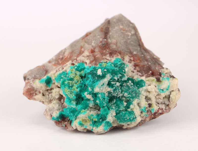 Calcite on Dioptase on Matrix, Tsumeb Mine, Namibia