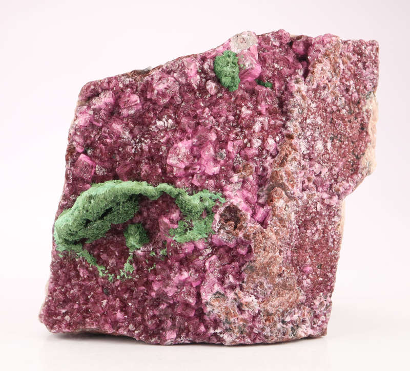 Malachite on Cobaltoan Calcite on Matrix, Mashamba West Mine, DRC