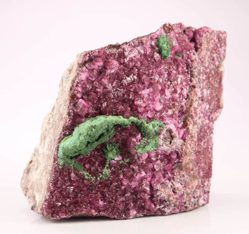 Malachite on Cobaltoan Calcite on Matrix, Mashamba West Mine, DRC