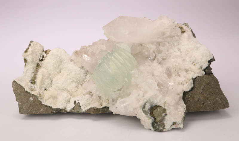Prehnite, Quartz, Calcite on Matrix, Gobobosebberge Mnt, Namibia