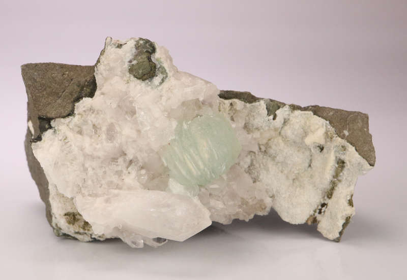 Prehnite, Quartz, Calcite on Matrix, Gobobosebberge Mnt, Namibia