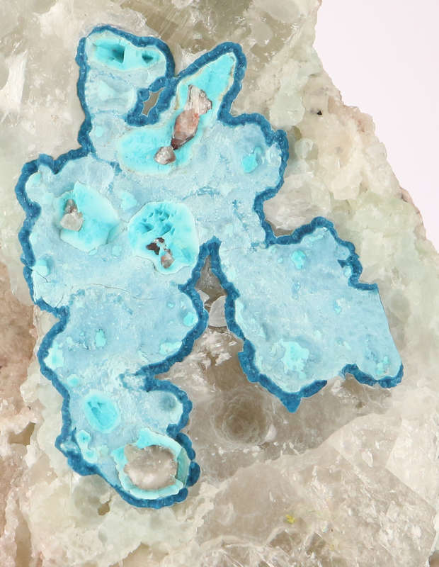 Malachite, Shattuckite on Calcite, Mashamba West Mine, DRC