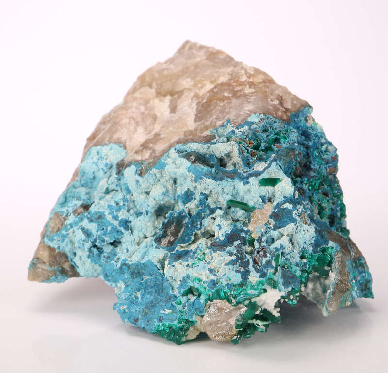 Dioptase, Shattuckite on Quartz, Kaokoveld Region, Namibia