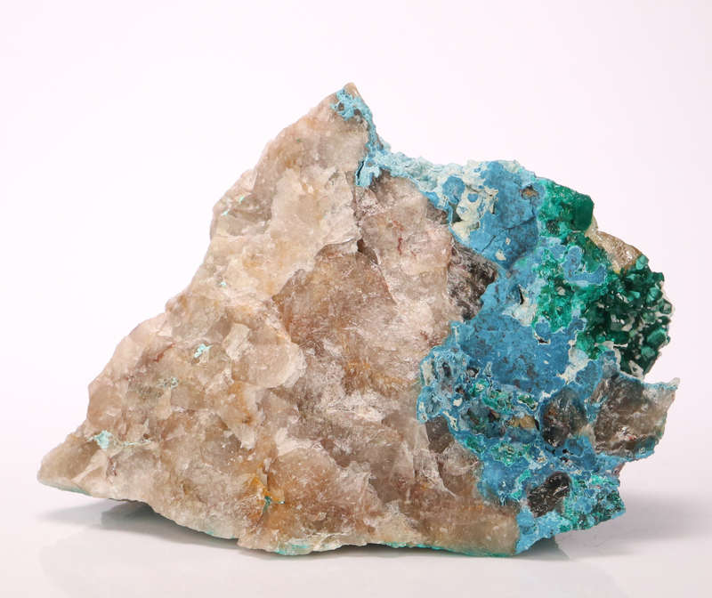 Dioptase, Shattuckite on Quartz, Kaokoveld Region, Namibia