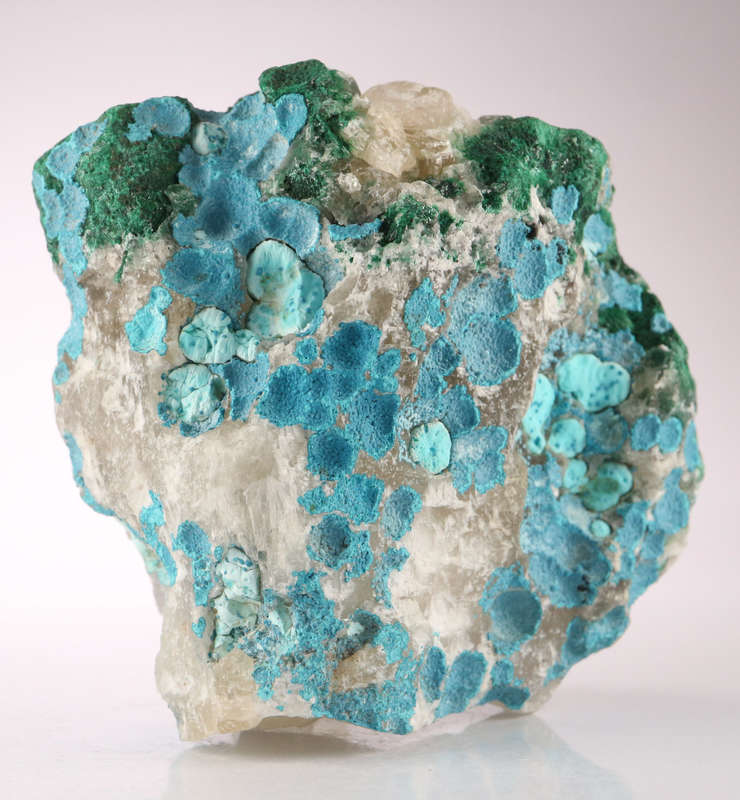 Calcite on Malachite, Mashamba West Mine, DRC