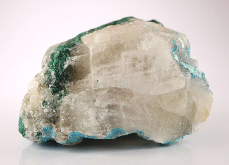 Calcite on Malachite, Mashamba West Mine, DRC
