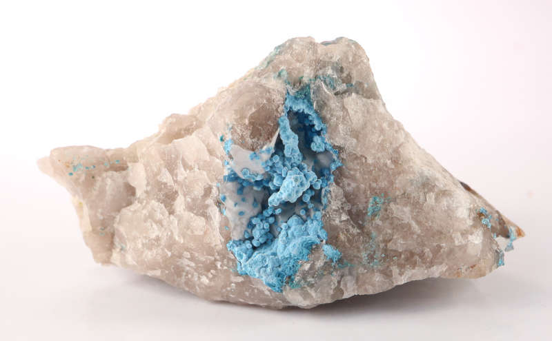 Shattuckite on Quartz, Kaokoveld Region, Namibia