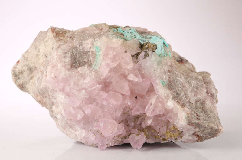 Kolwesite on Cobaltoan Calcite on Matrix, Mashamba West Mine, DRC