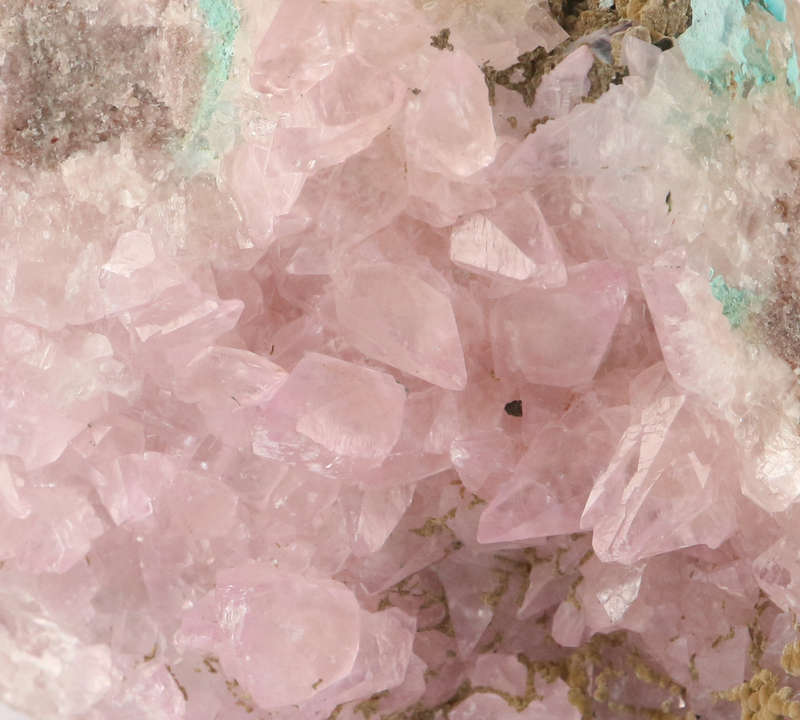 Kolwesite on Cobaltoan Calcite on Matrix, Mashamba West Mine, DRC