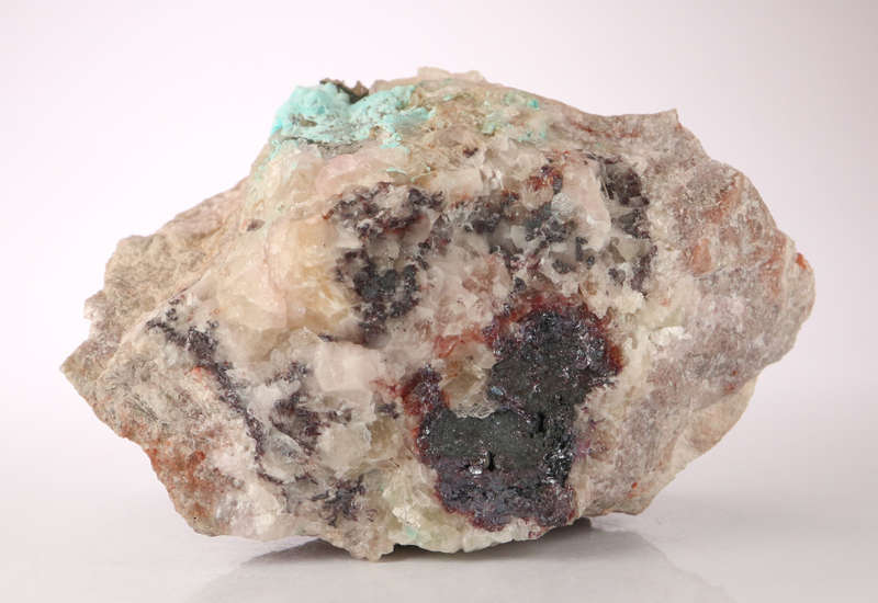 Kolwesite on Cobaltoan Calcite on Matrix, Mashamba West Mine, DRC