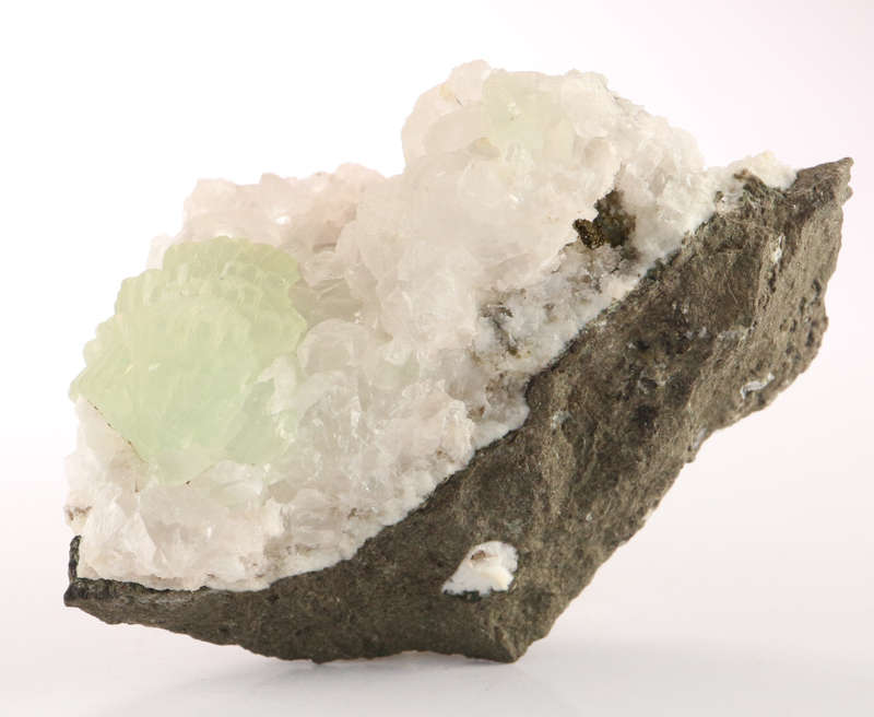 Prehnite on Quartz on Matrix, Gobobosebberge Mnt, Namibia
