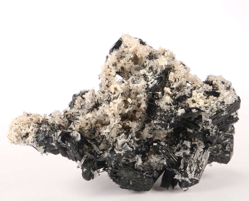 Quartz on black Tourmaline Cluster, Erongo Mnt Region, Namibia