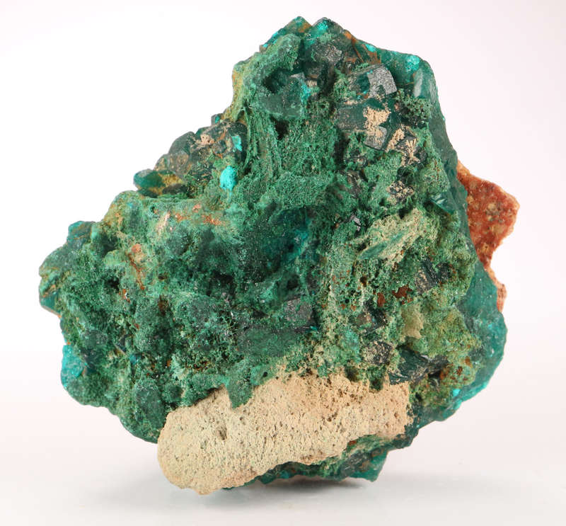 Malachite on Dioptase, Kimbedi, Mindouli, Brazzaville, Congo
