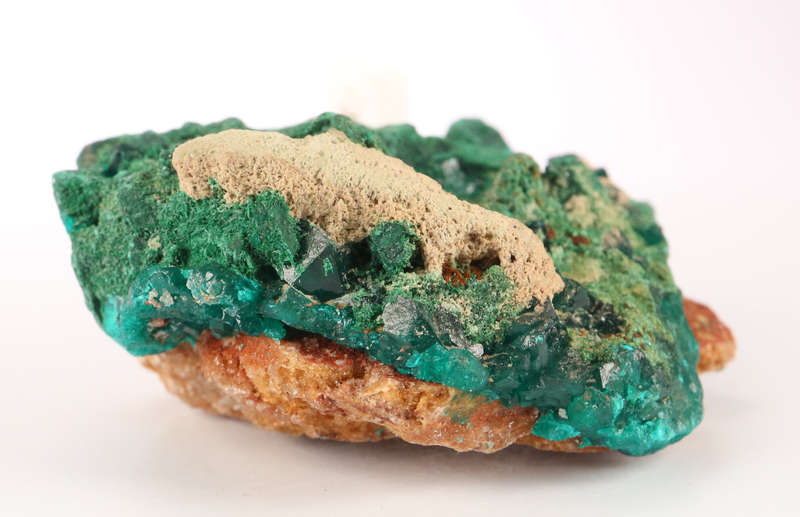 Malachite on Dioptase, Kimbedi, Mindouli, Brazzaville, Congo