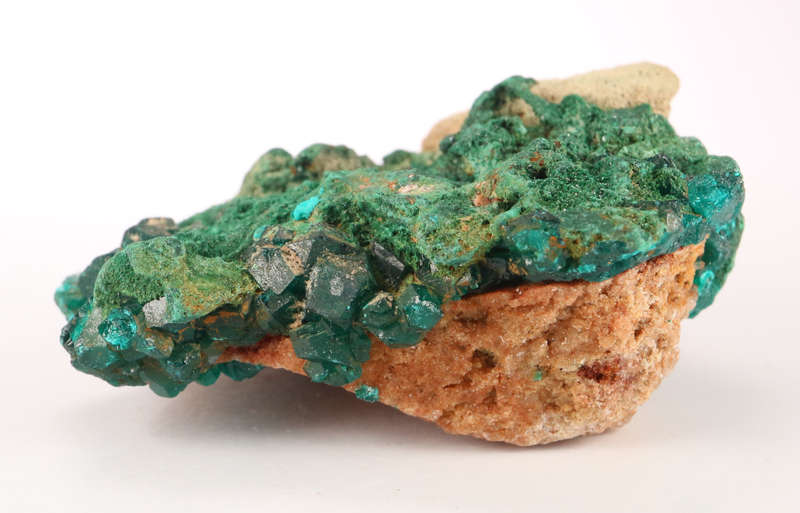 Malachite on Dioptase, Kimbedi, Mindouli, Brazzaville, Congo