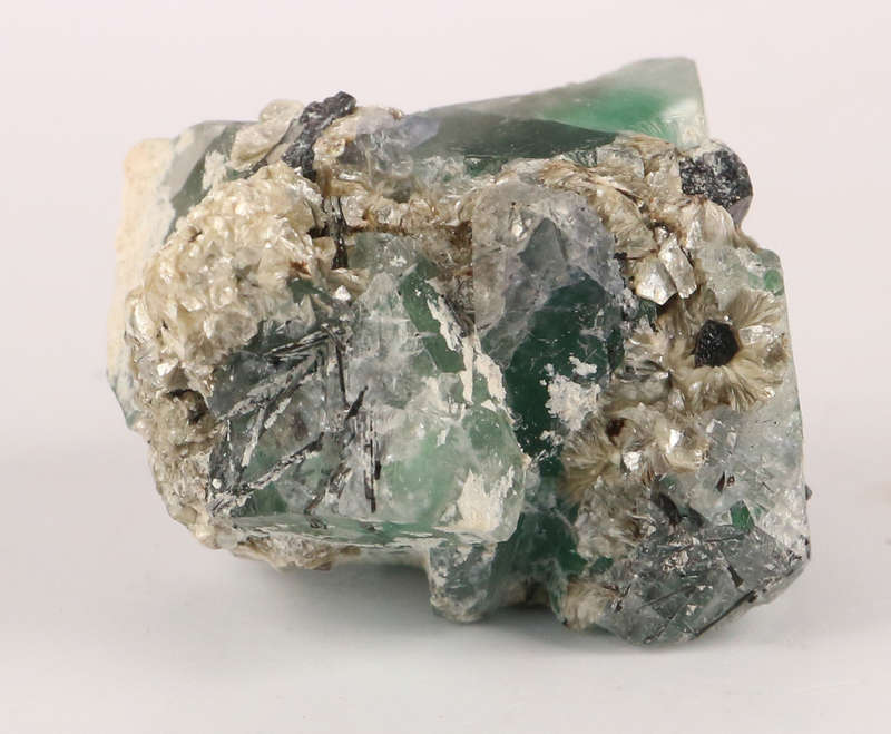 Schorl on Fluorite, Erongo Mnt Region, Namibia