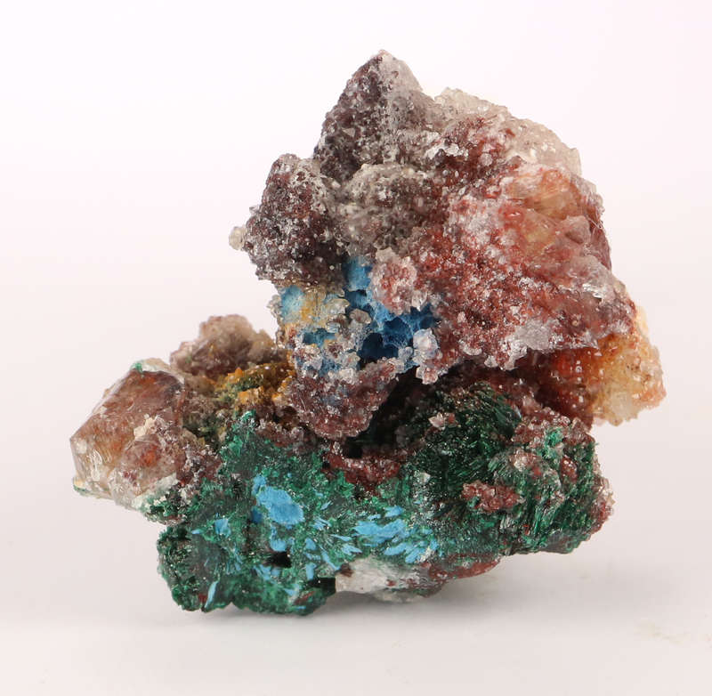 Malachite on Shattuckite incl Quartz, Tantara Mine, DRC