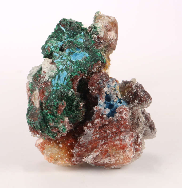 Malachite on Shattuckite incl Quartz, Tantara Mine, DRC