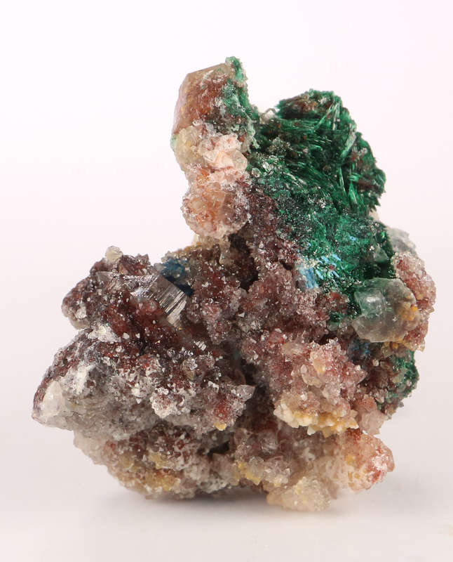 Malachite on Shattuckite incl Quartz, Tantara Mine, DRC