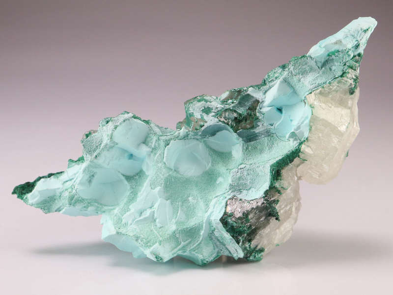 Calcite on Malachite, Mashamba West Mine, DRC