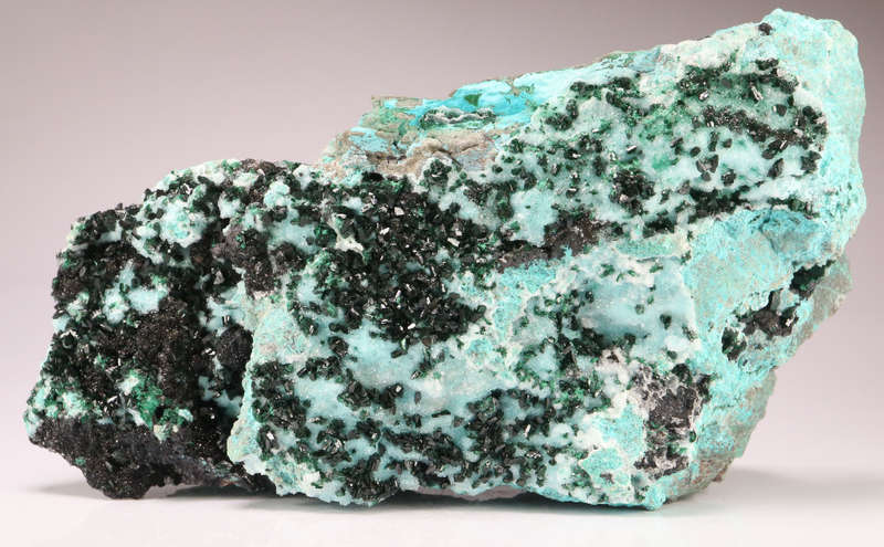 Quartz on Malachite & Chrysocolla, Tenke Fungurume, DR Congo